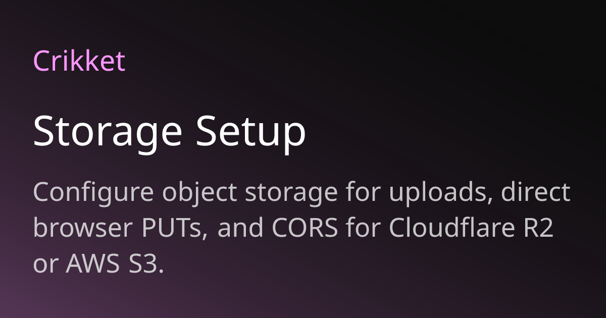 Storage Setup | Crikket